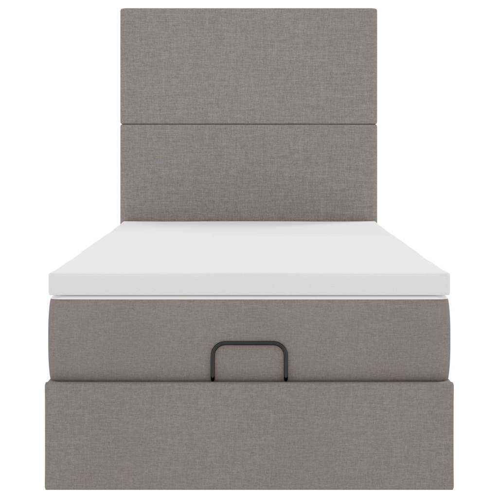 vidaXL Οθωμανικό κρεβάτι με στρώμα Taupe 90x200cm ύφασμα