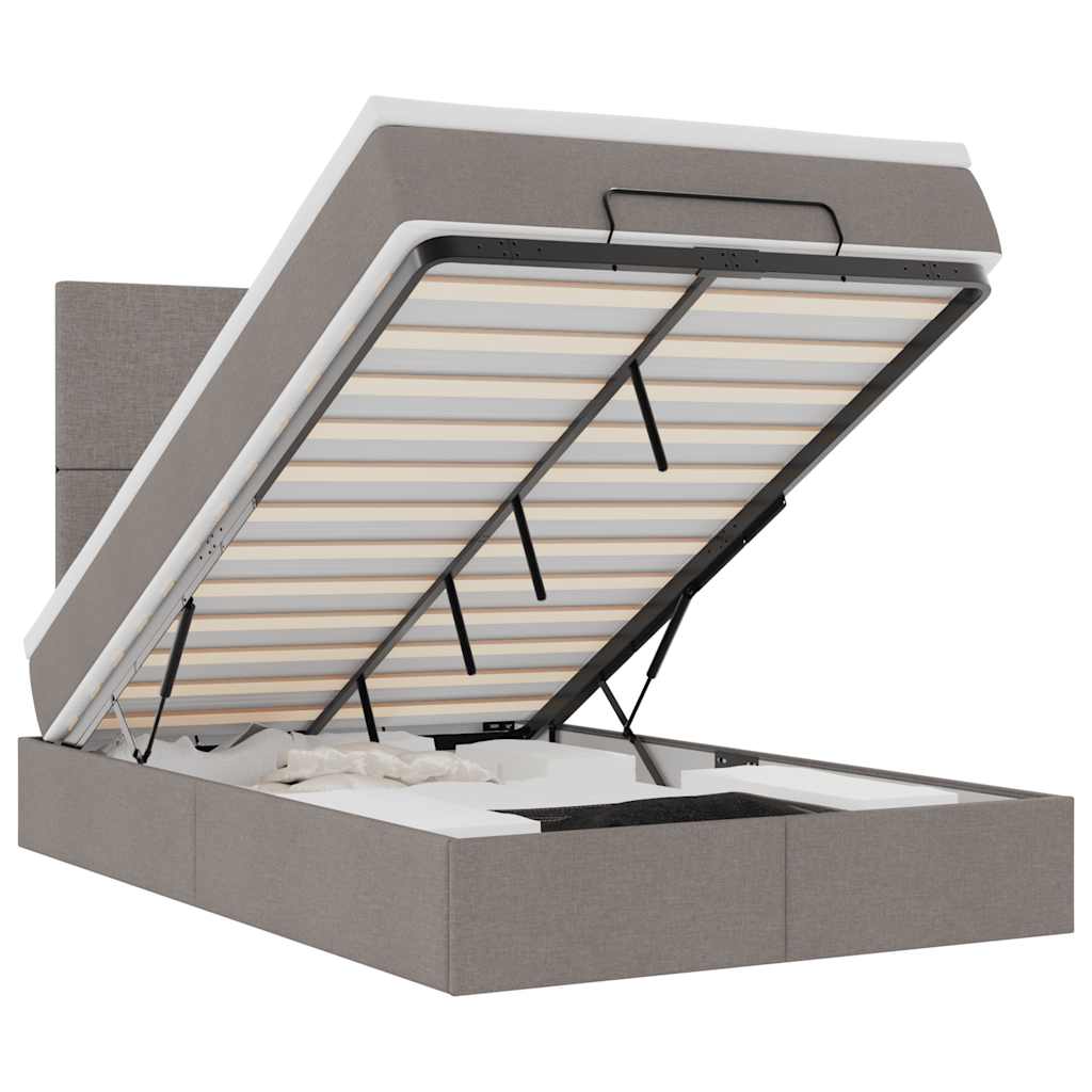 vidaXL Οθωμανικό κρεβάτι με στρώμα Taupe 120x200cm ύφασμα