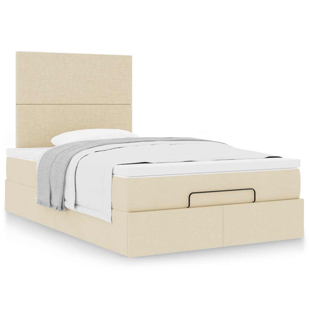 vidaXL Οθωμανικό κρεβάτι με στρώμα Cream 120x200cm ύφασμα