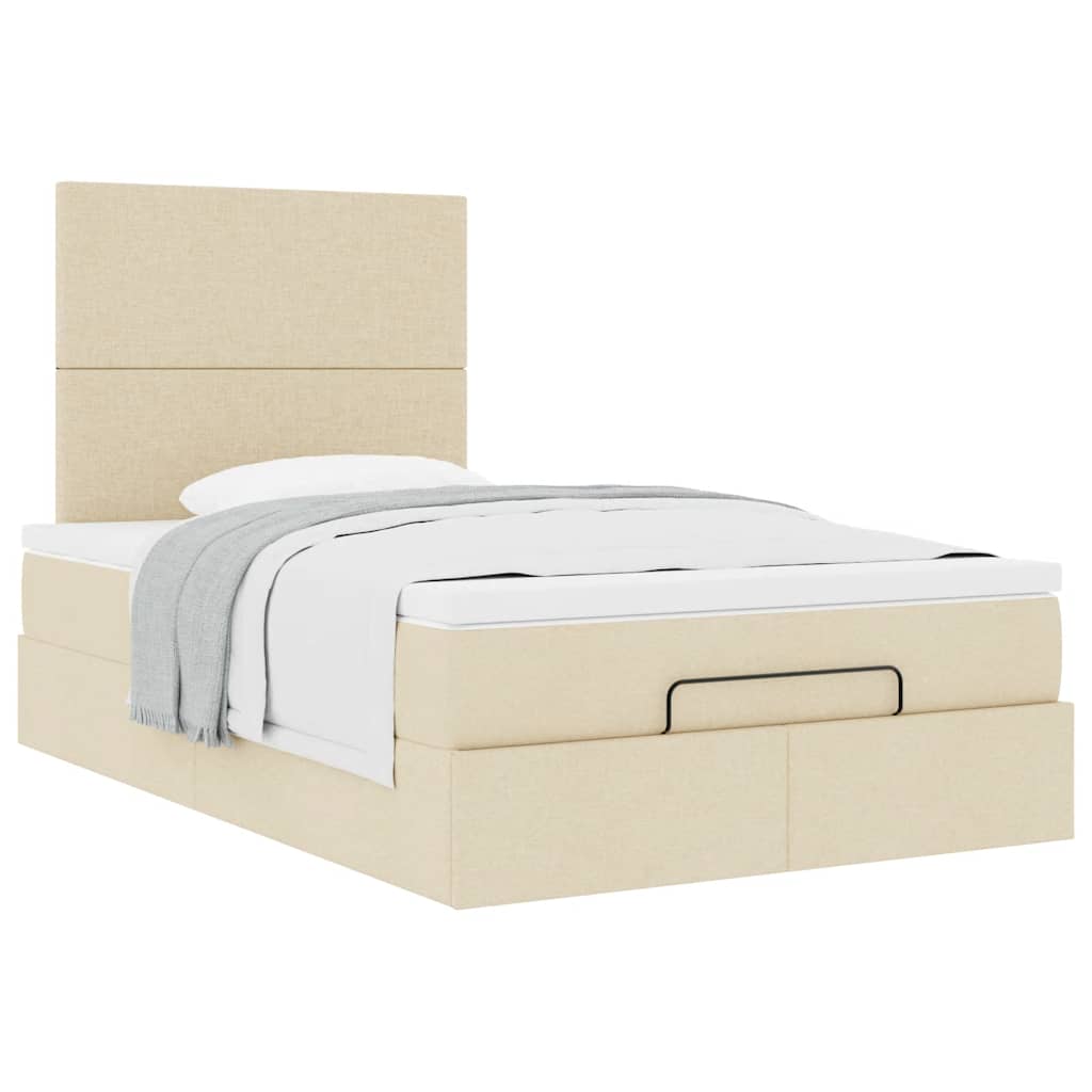 vidaXL Οθωμανικό κρεβάτι με στρώμα Cream 120x200cm ύφασμα