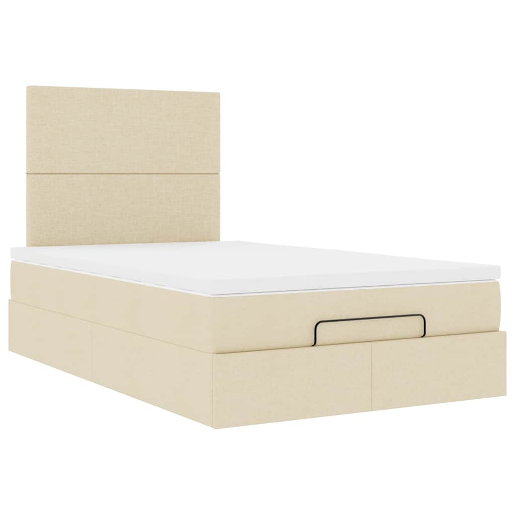 vidaXL Οθωμανικό κρεβάτι με στρώμα Cream 120x200cm ύφασμα