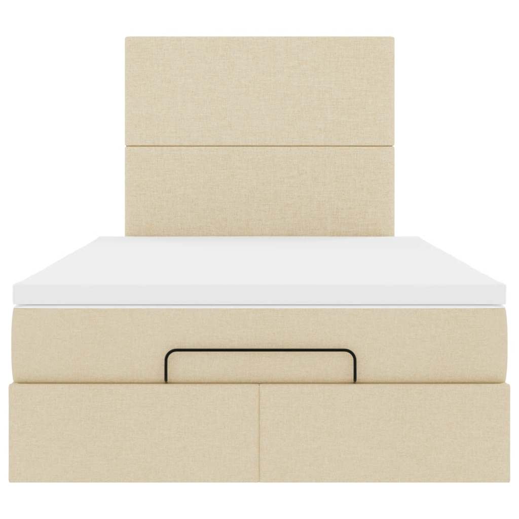 vidaXL Οθωμανικό κρεβάτι με στρώμα Cream 120x200cm ύφασμα