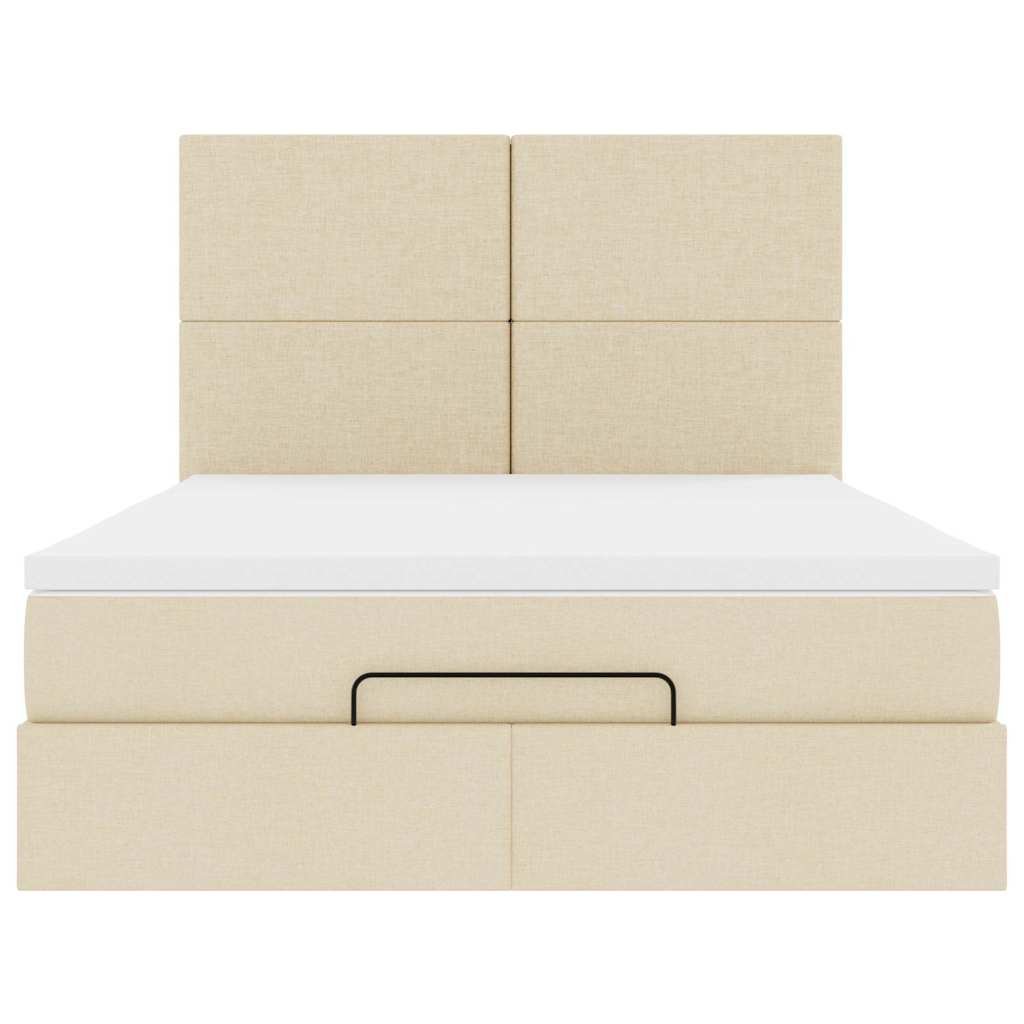 vidaXL Οθωμανικό κρεβάτι με στρώμα Cream 140x190cm ύφασμα