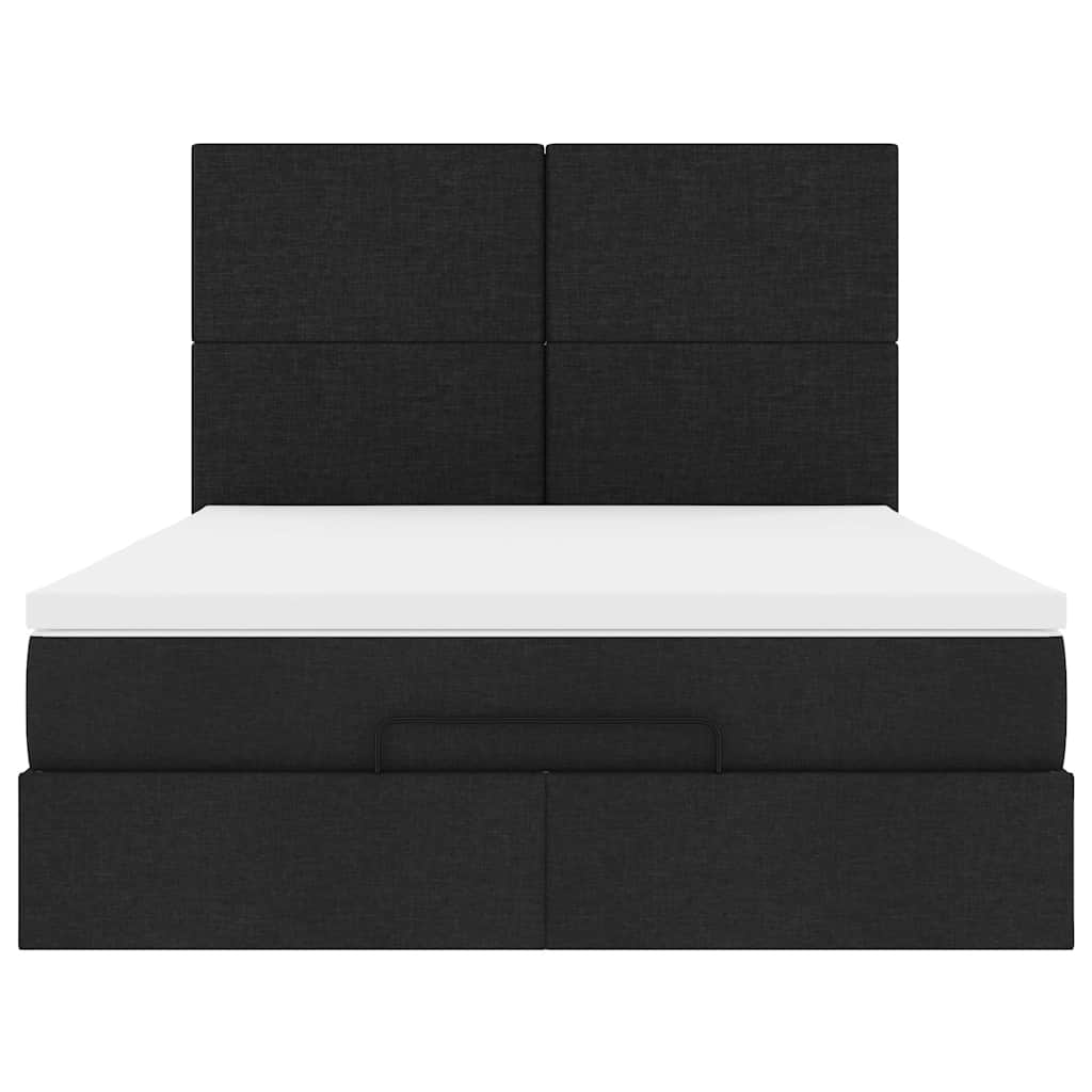 vidaXL Οθωμανικό κρεβάτι με στρώμα Μαύρο 140x200cm Ύφασμα