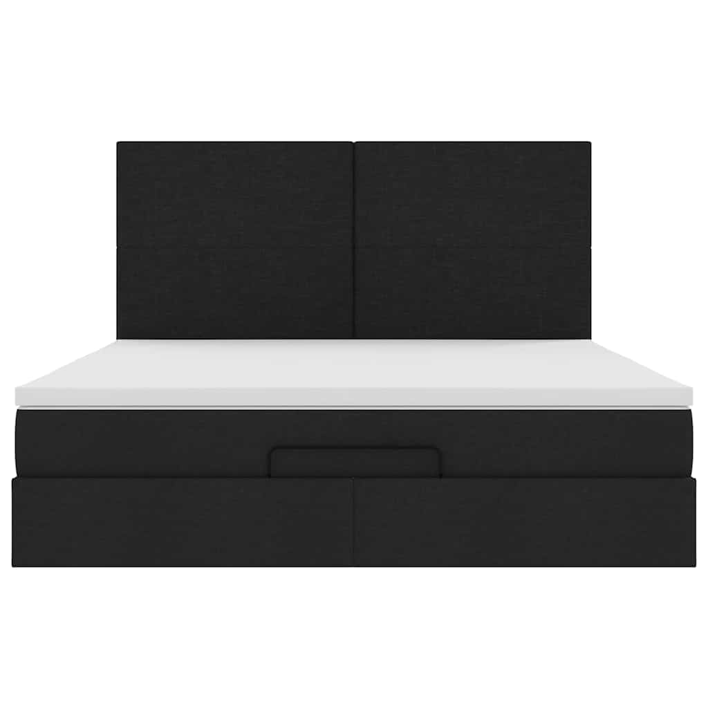 vidaXL Οθωμανικό κρεβάτι με στρώμα Μαύρο 180x200cm Ύφασμα