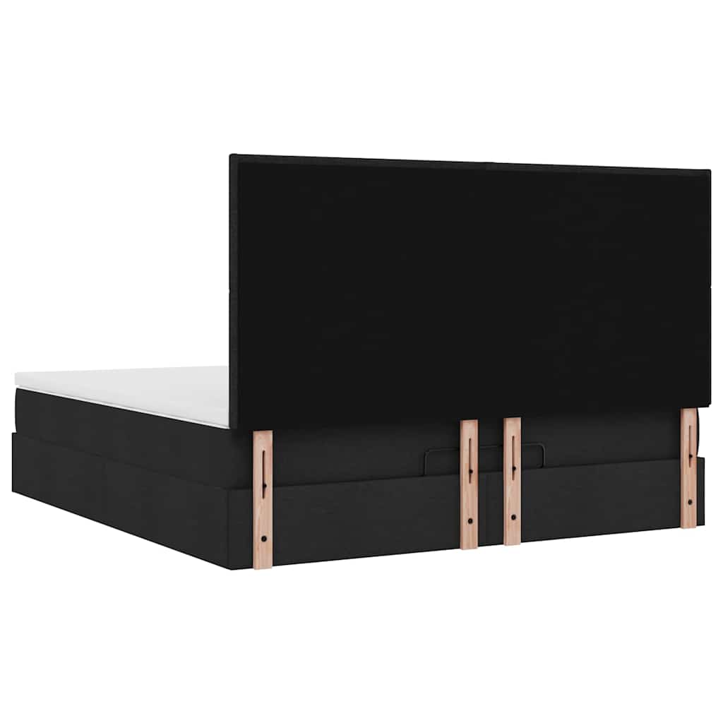 vidaXL Οθωμανικό κρεβάτι με στρώμα Μαύρο 180x200cm Ύφασμα