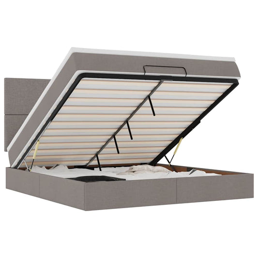 vidaXL Οθωμανικό κρεβάτι με στρώμα Taupe 180x200cm ύφασμα