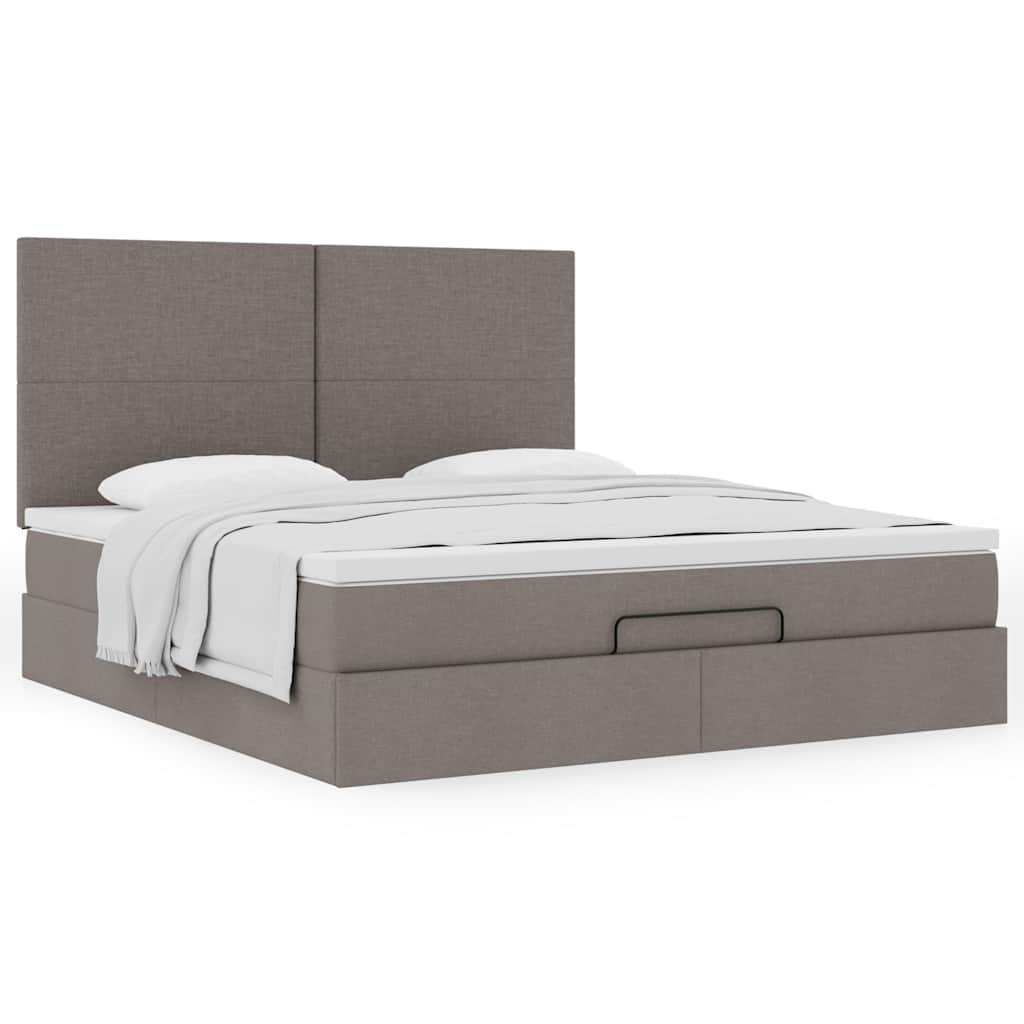 vidaXL Οθωμανικό κρεβάτι με στρώμα Taupe 180x200cm ύφασμα