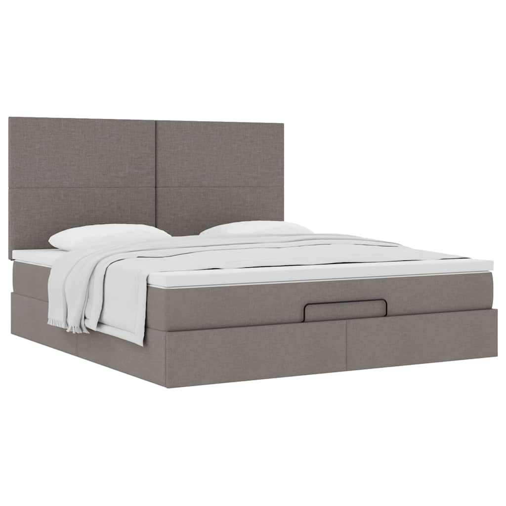 vidaXL Οθωμανικό κρεβάτι με στρώμα Taupe 180x200cm ύφασμα