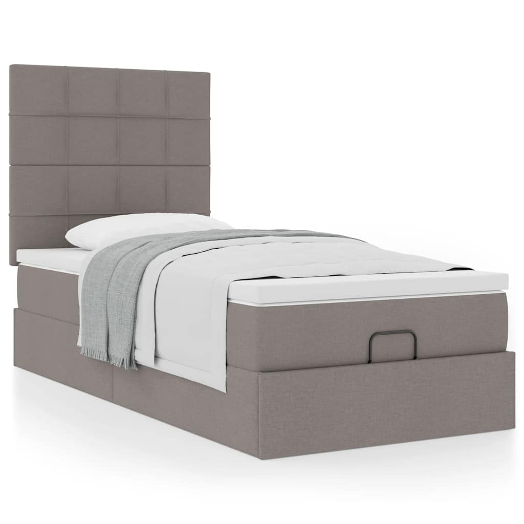 vidaXL Οθωμανικό κρεβάτι με στρώμα Taupe 80x200cm ύφασμα