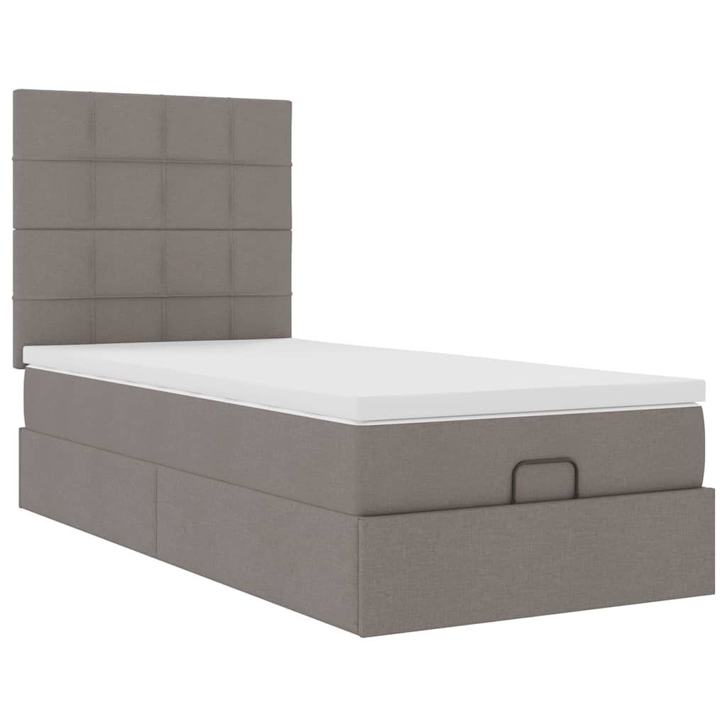 vidaXL Οθωμανικό κρεβάτι με στρώμα Taupe 80x200cm ύφασμα