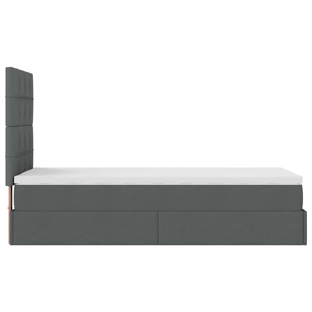 vidaXL Οθωμανικό κρεβάτι με στρώμα σκούρο γκρι 90x190cm ύφασμα