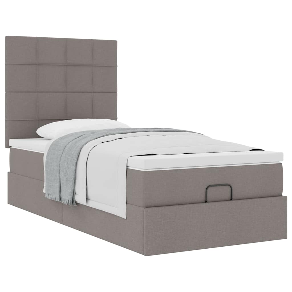 vidaXL Οθωμανικό κρεβάτι με στρώμα Taupe 90x190cm ύφασμα