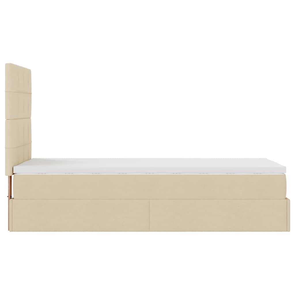 vidaXL Οθωμανικό κρεβάτι με στρώμα Cream 90x190cm ύφασμα