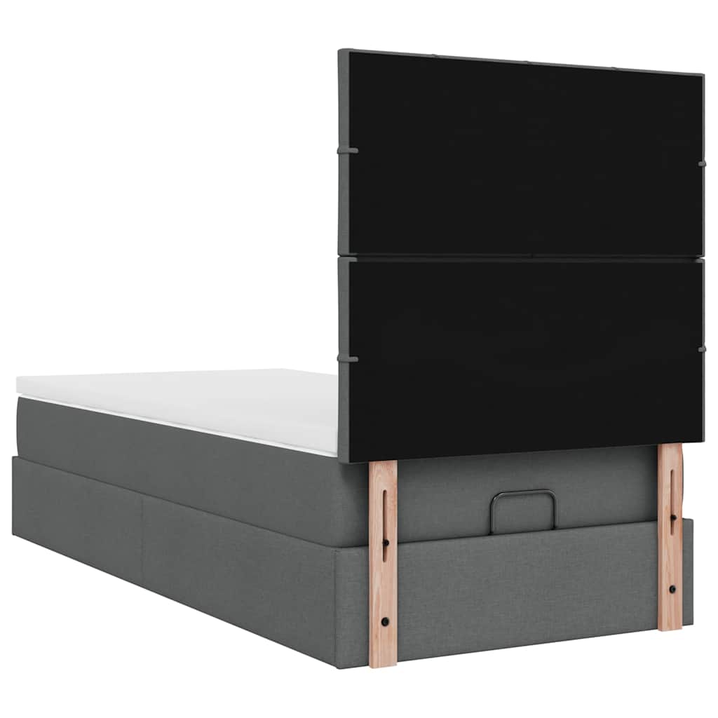 vidaXL Οθωμανικό κρεβάτι με στρώμα σκούρο γκρι 90x200cm ύφασμα