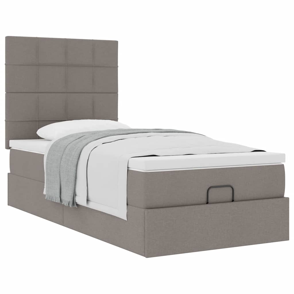 vidaXL Οθωμανικό κρεβάτι με στρώμα Taupe 90x200cm ύφασμα