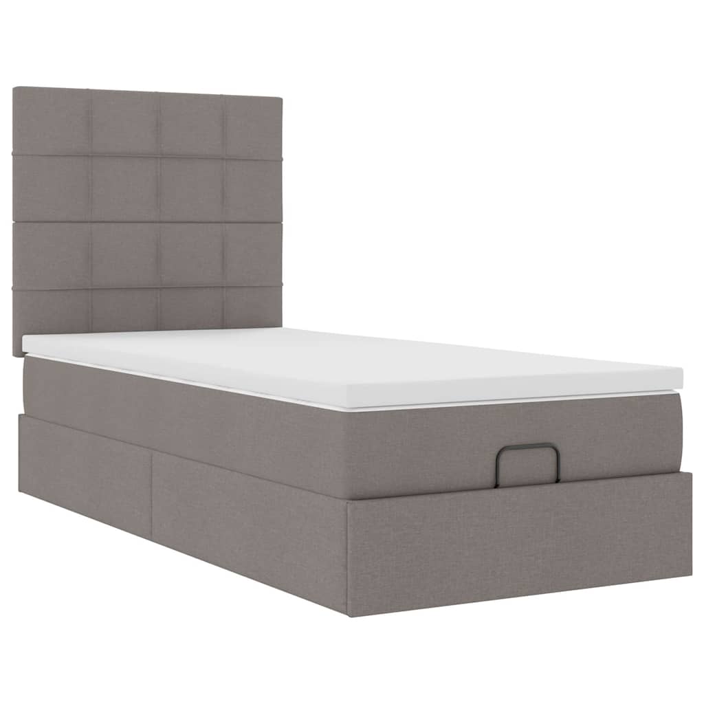 vidaXL Οθωμανικό κρεβάτι με στρώμα Taupe 90x200cm ύφασμα