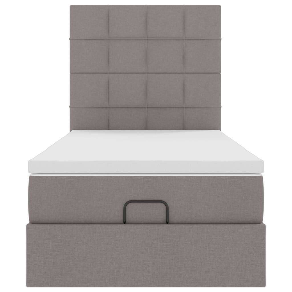vidaXL Οθωμανικό κρεβάτι με στρώμα Taupe 90x200cm ύφασμα