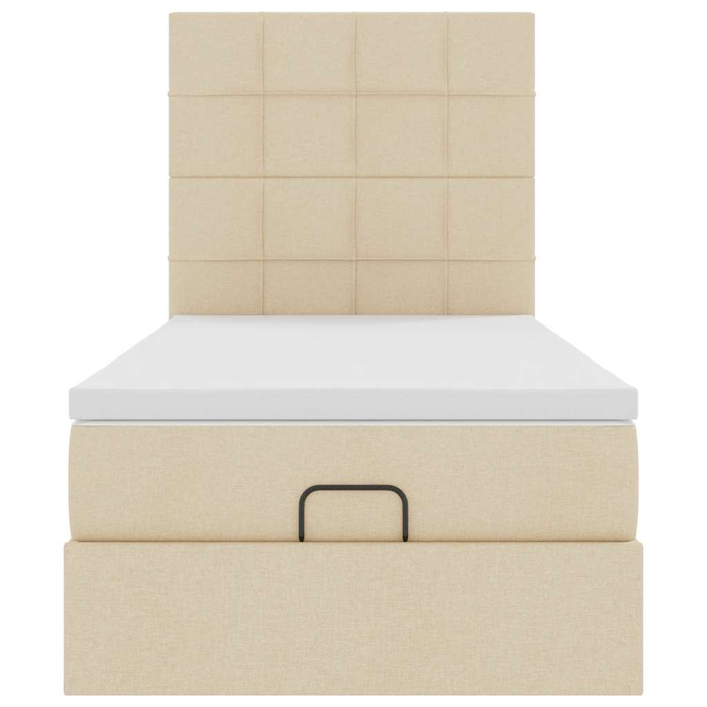 vidaXL Οθωμανικό κρεβάτι με στρώμα Cream 90x200cm ύφασμα