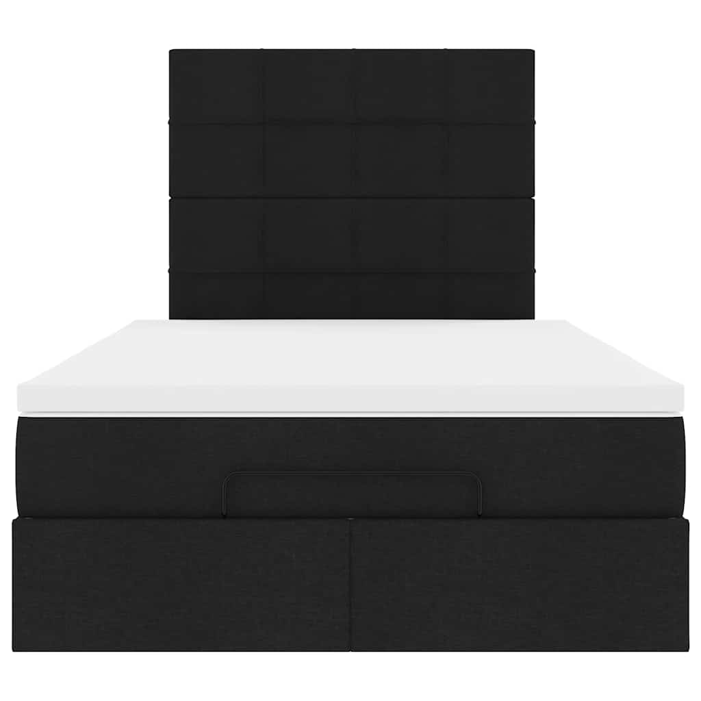 vidaXL Οθωμανικό κρεβάτι με στρώμα Μαύρο 120x190 cm Ύφασμα