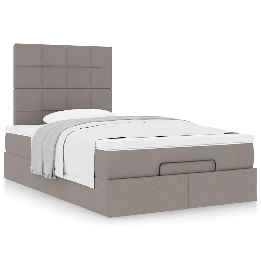vidaXL Οθωμανικό κρεβάτι με στρώμα Taupe 120x190 cm Ύφασμα