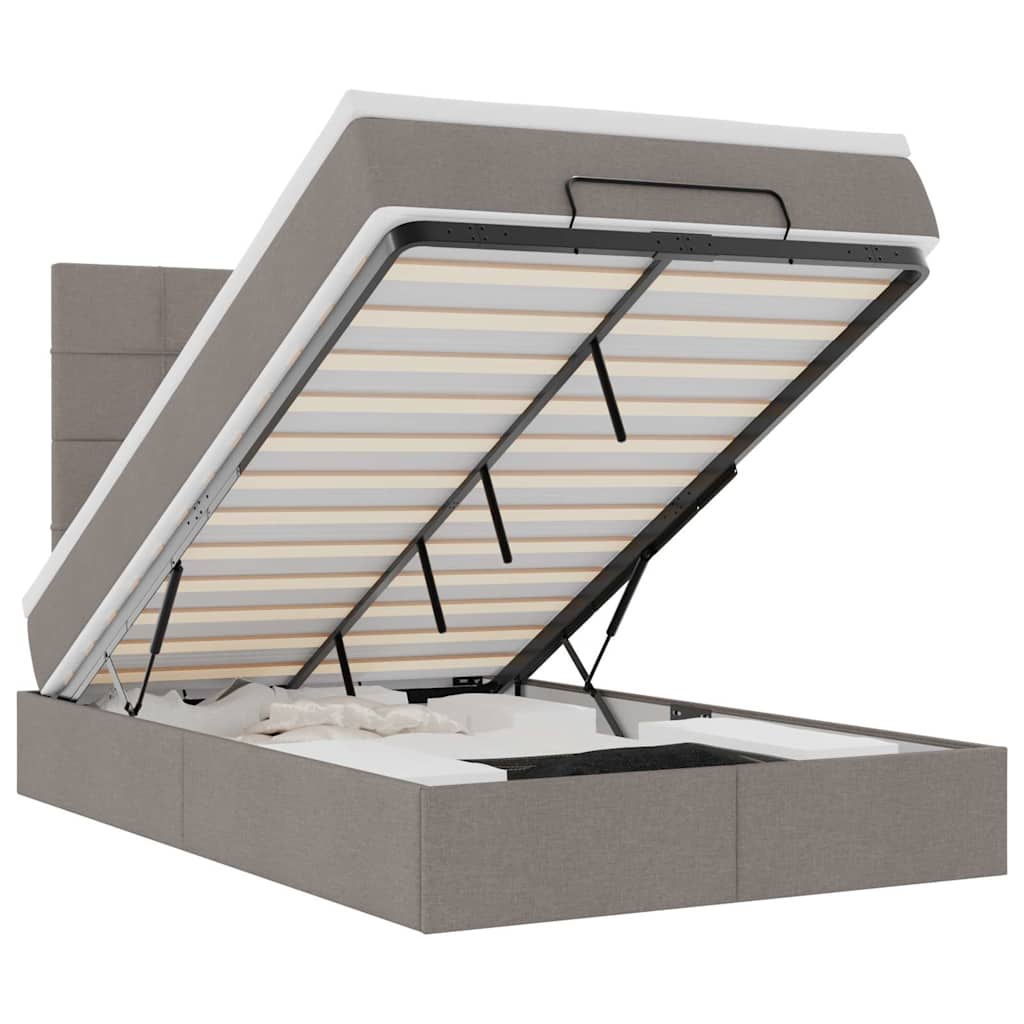 vidaXL Οθωμανικό κρεβάτι με στρώμα Taupe 120x200cm ύφασμα