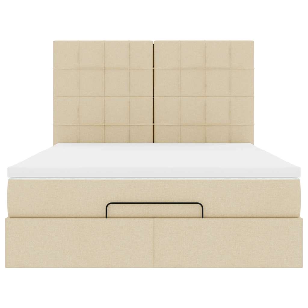 vidaXL Οθωμανικό κρεβάτι με στρώμα Cream 140x190cm ύφασμα