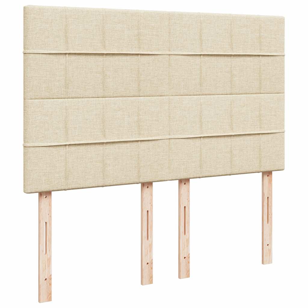 vidaXL Οθωμανικό κρεβάτι με στρώμα Cream 140x190cm ύφασμα