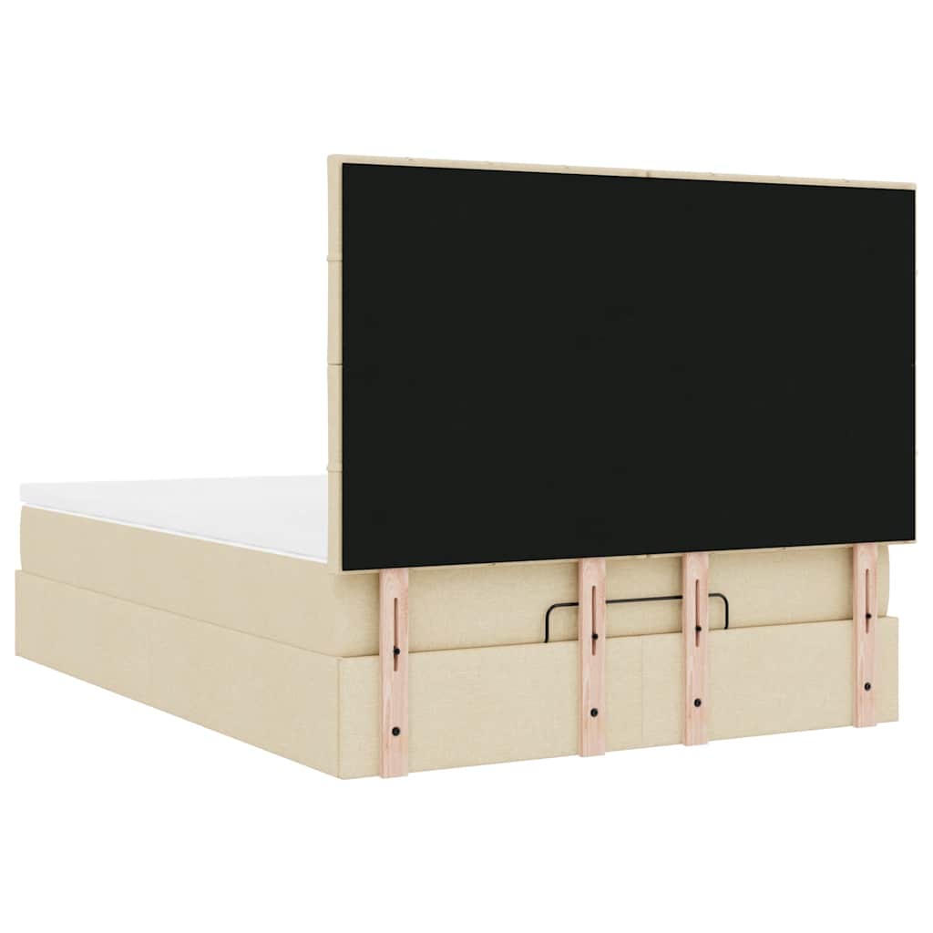vidaXL Οθωμανικό κρεβάτι με στρώμα Cream 140x190cm ύφασμα