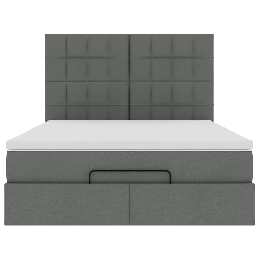 vidaXL Οθωμανικό κρεβάτι με στρώμα Σκούρο γκρι 140x200cm ύφασμα