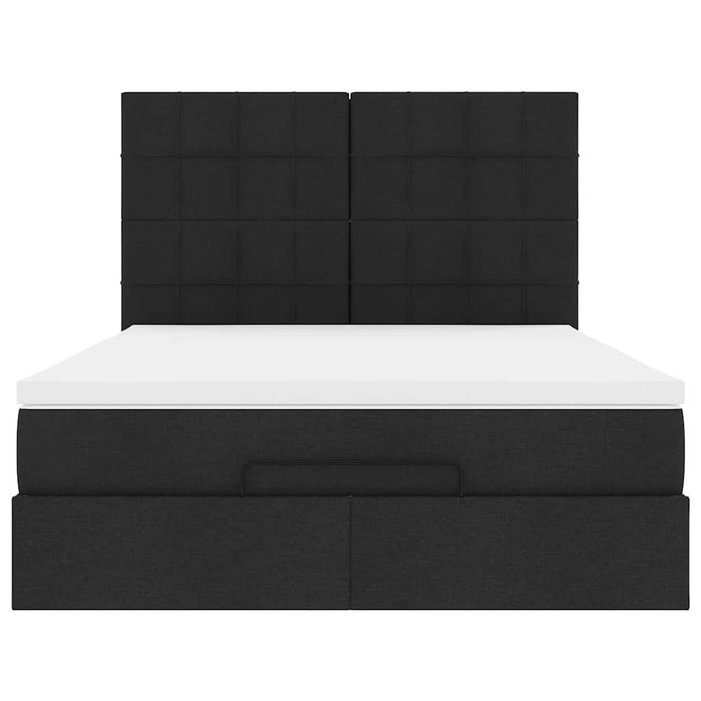 vidaXL Οθωμανικό κρεβάτι με στρώμα Μαύρο 140x200cm Ύφασμα