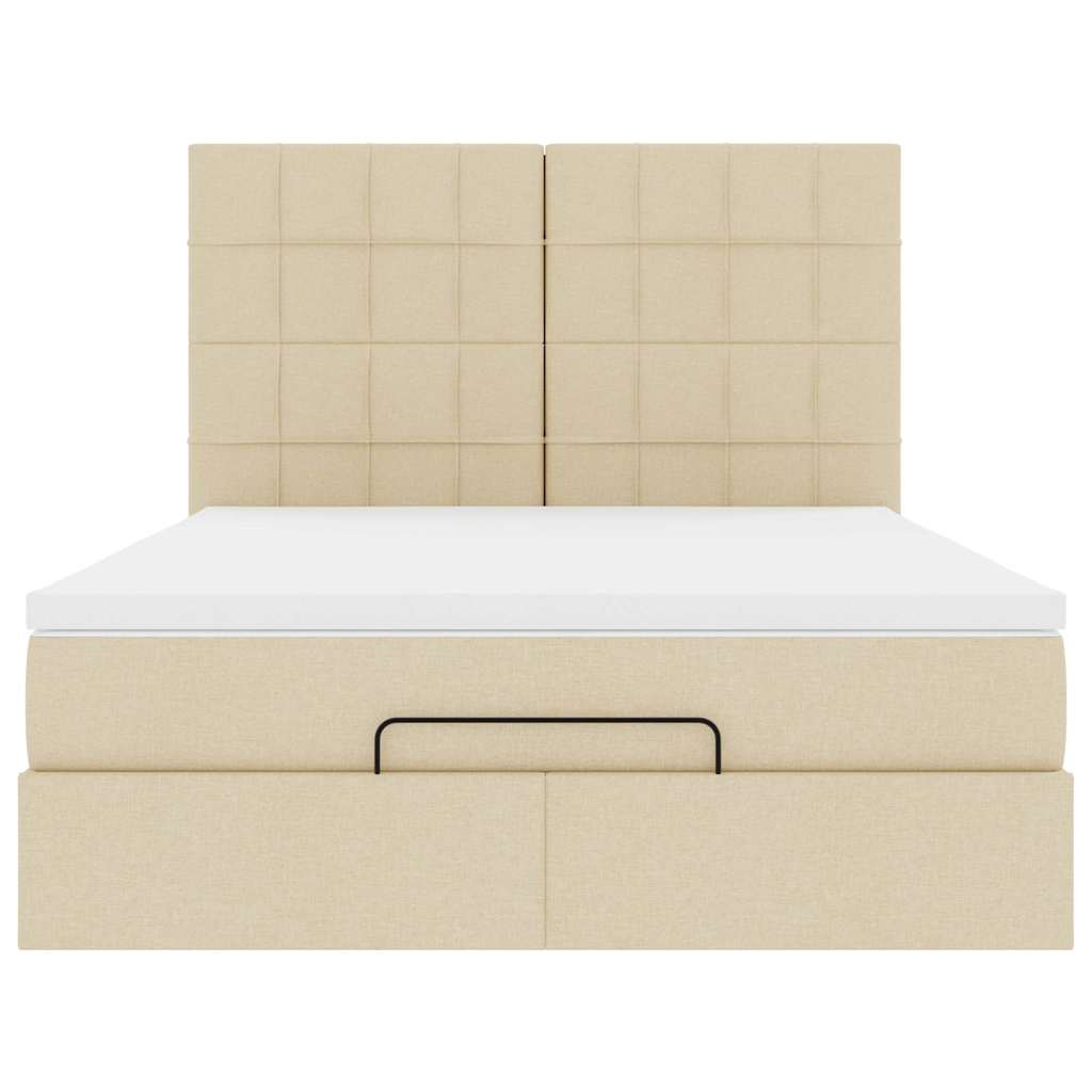 vidaXL Οθωμανικό κρεβάτι με στρώμα Cream 140x200cm ύφασμα