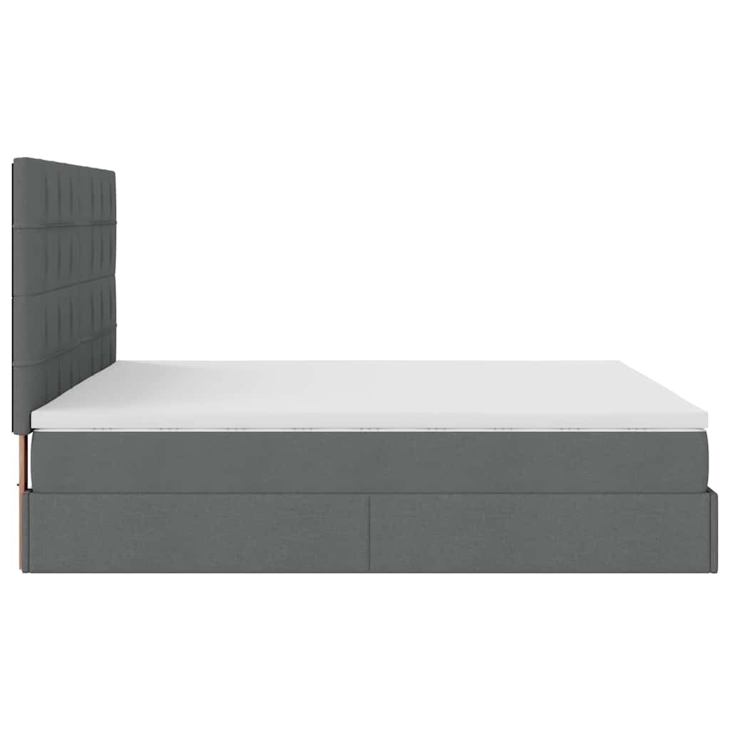 vidaXL Οθωμανικό κρεβάτι με στρώμα σκούρο γκρι 160x200cm ύφασμα