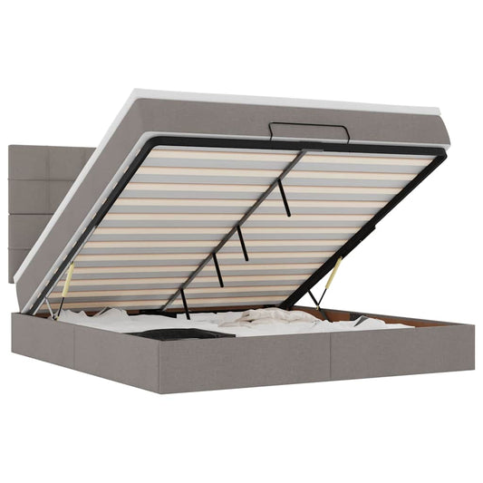 vidaXL Οθωμανικό κρεβάτι με στρώμα Taupe 180x200cm ύφασμα