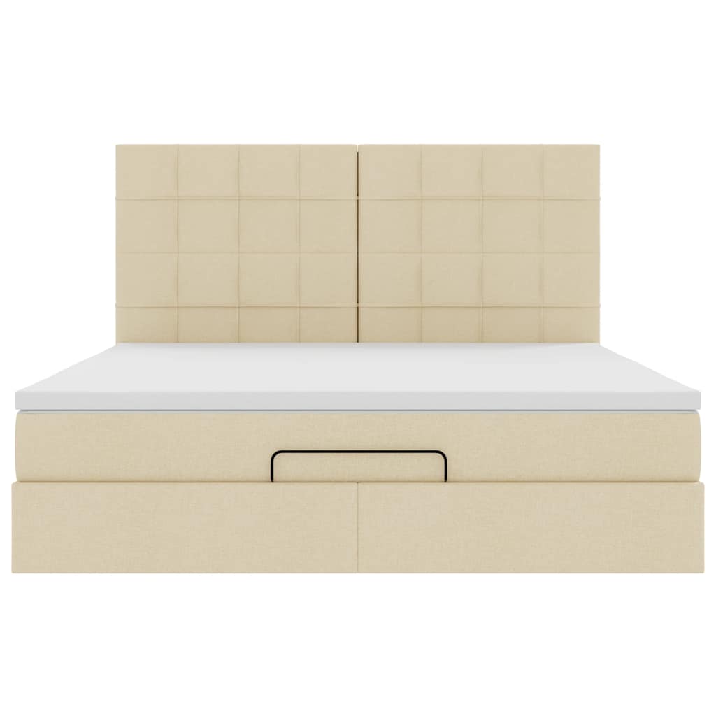 vidaXL Οθωμανικό κρεβάτι με στρώμα Cream 180x200cm ύφασμα