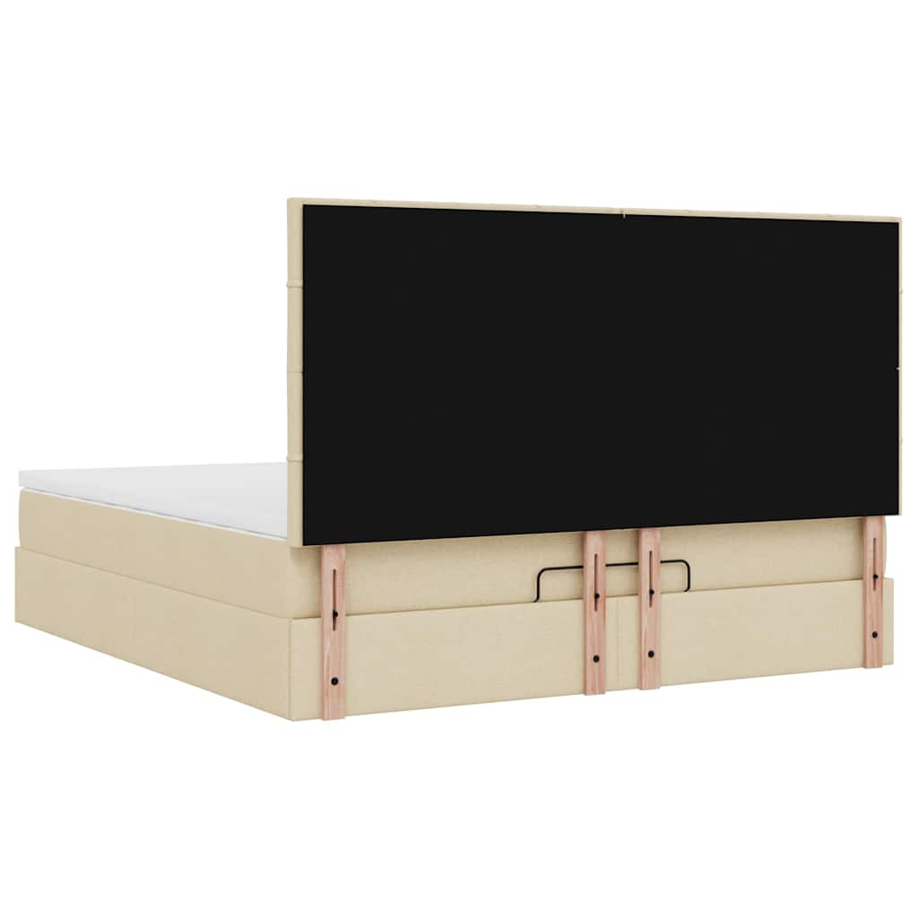vidaXL Οθωμανικό κρεβάτι με στρώμα Cream 180x200cm ύφασμα