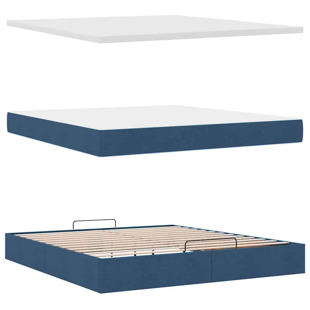vidaXL Οθωμανικό κρεβάτι με στρώμα μπλε 180x200cm ύφασμα