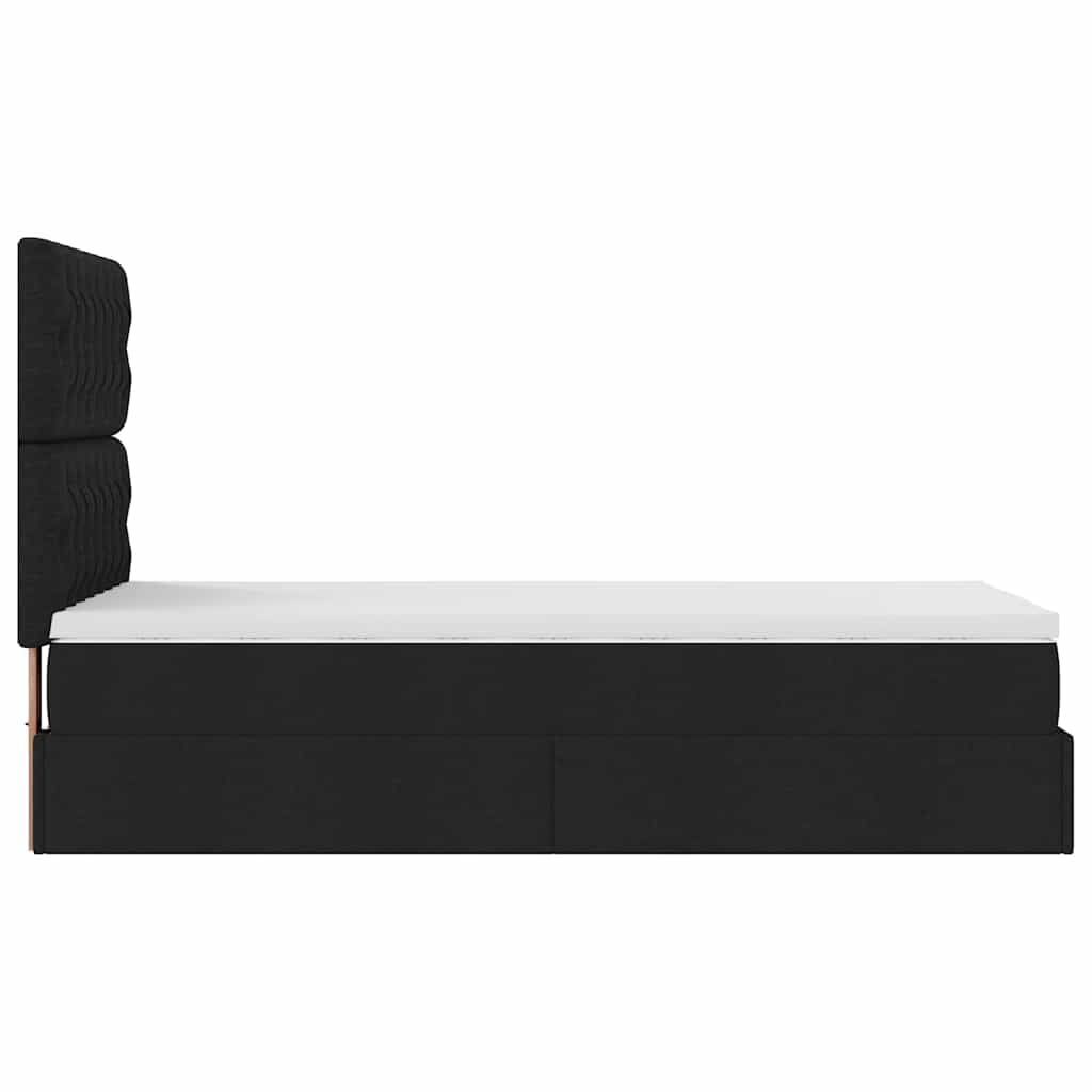vidaXL Οθωμανικό κρεβάτι με στρώμα Μαύρο 80x200cm Ύφασμα
