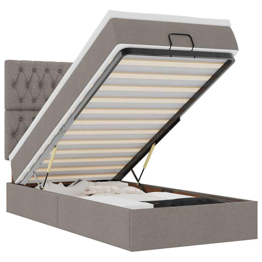 vidaXL Οθωμανικό κρεβάτι με στρώμα Taupe 80x200cm ύφασμα