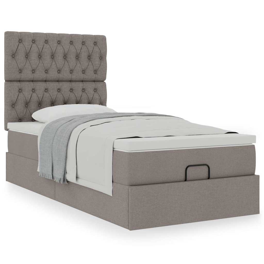 vidaXL Οθωμανικό κρεβάτι με στρώμα Taupe 80x200cm ύφασμα