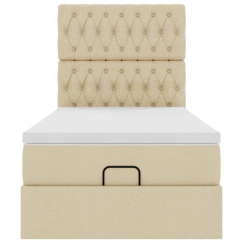vidaXL Οθωμανικό κρεβάτι με στρώμα Cream 80x200cm ύφασμα