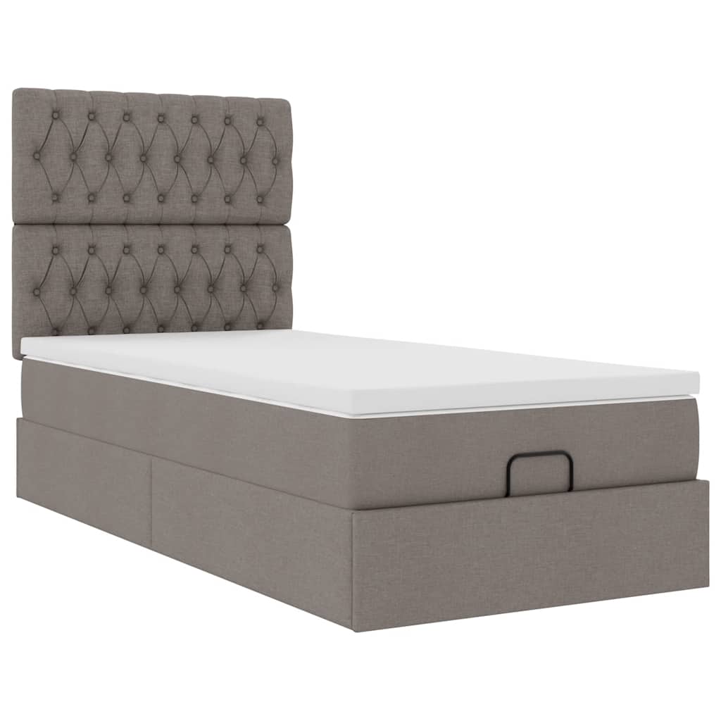 vidaXL Οθωμανικό κρεβάτι με στρώμα Taupe 90x190cm ύφασμα