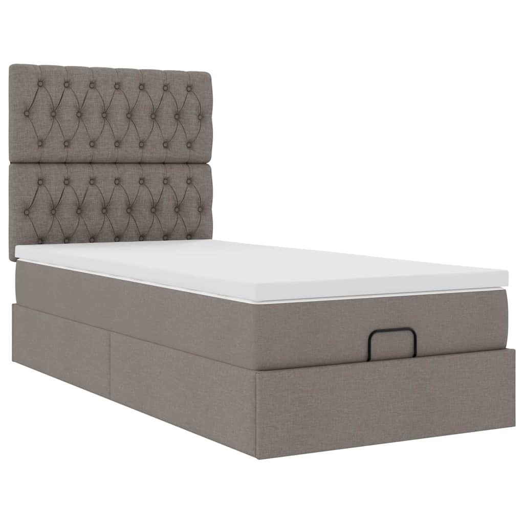 vidaXL Οθωμανικό κρεβάτι με στρώμα Taupe 100x200cm ύφασμα