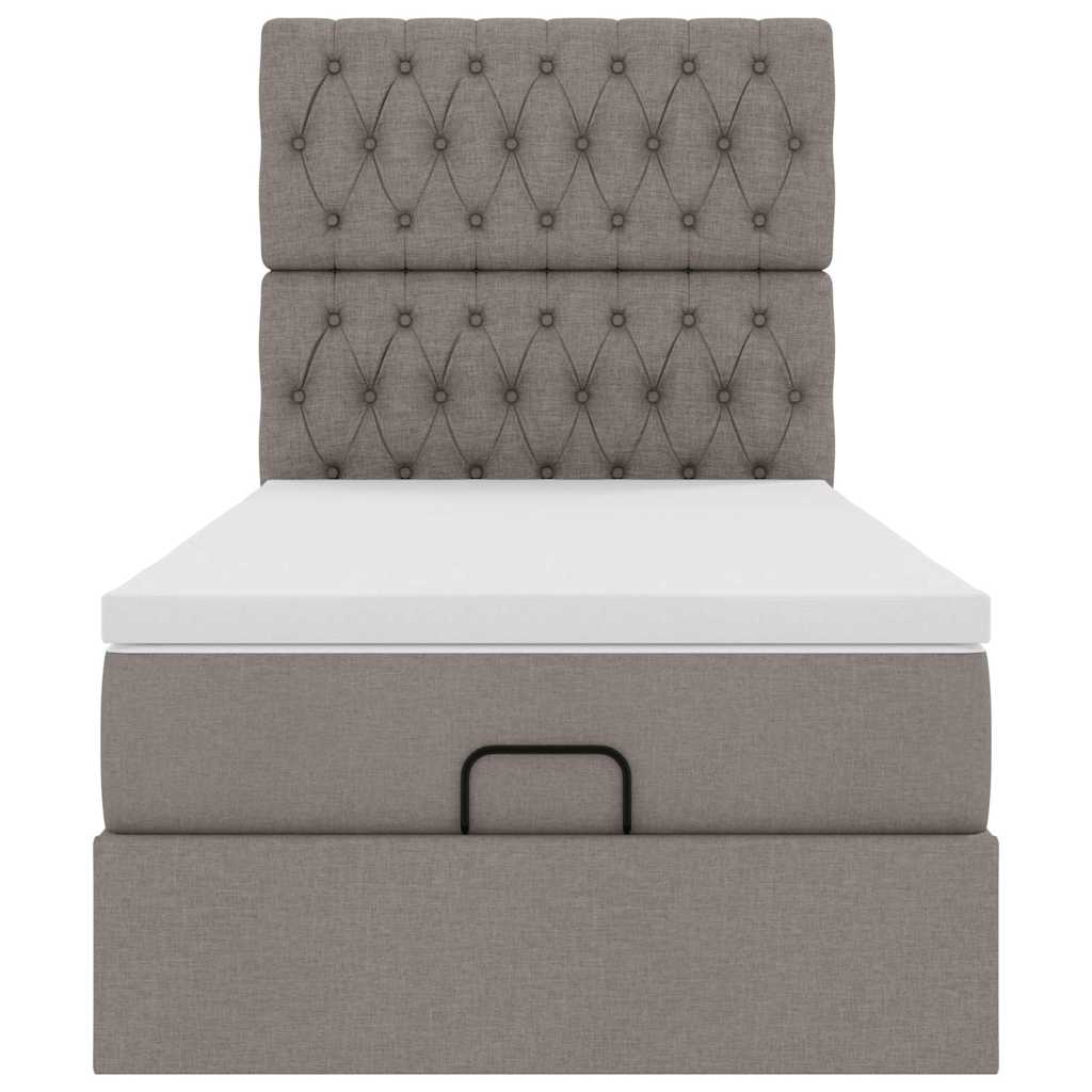 vidaXL Οθωμανικό κρεβάτι με στρώμα Taupe 100x200cm ύφασμα
