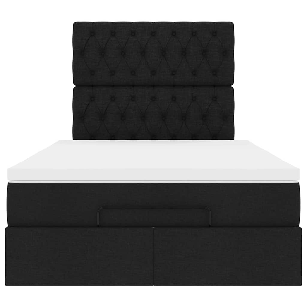 vidaXL Οθωμανικό κρεβάτι με στρώμα Μαύρο 120x190 cm Ύφασμα