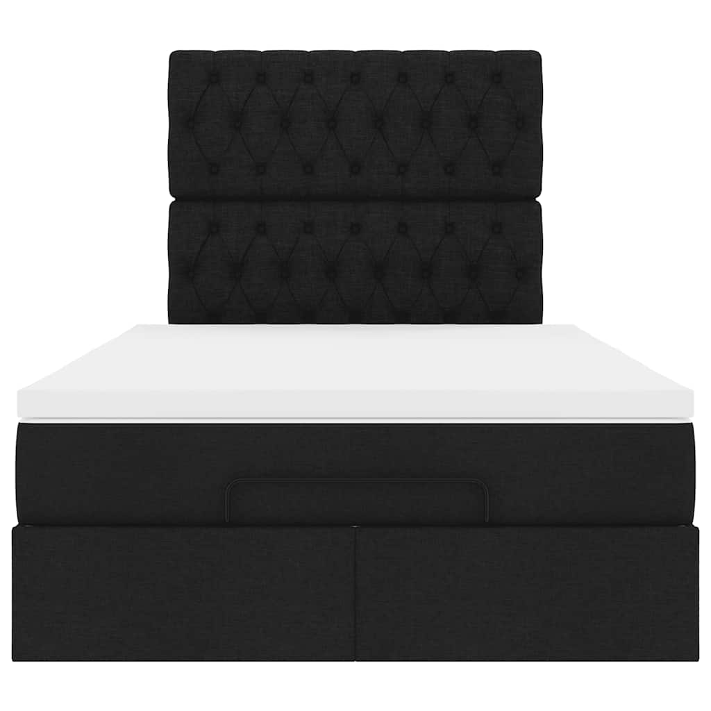 vidaXL Οθωμανικό κρεβάτι με στρώμα Μαύρο 120x200cm Ύφασμα