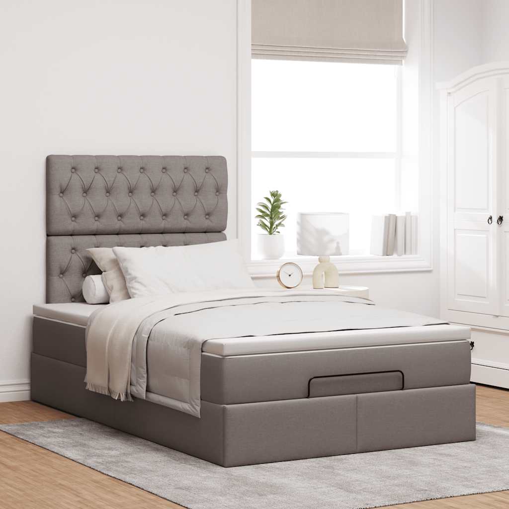 vidaXL Οθωμανικό κρεβάτι με στρώμα Taupe 120x200cm ύφασμα