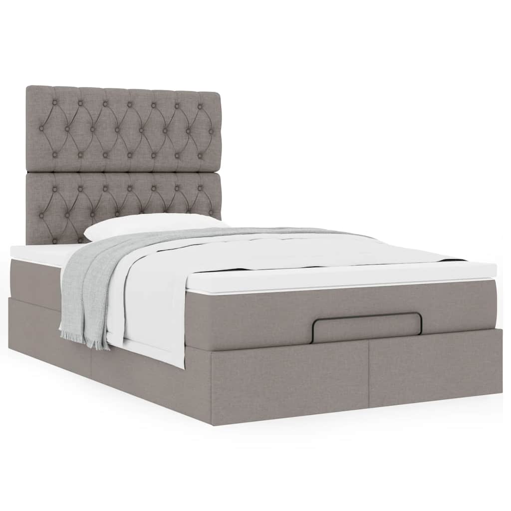 vidaXL Οθωμανικό κρεβάτι με στρώμα Taupe 120x200cm ύφασμα