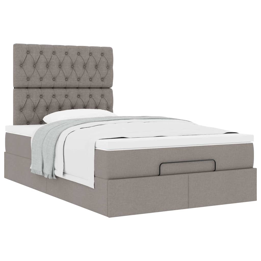 vidaXL Οθωμανικό κρεβάτι με στρώμα Taupe 120x200cm ύφασμα