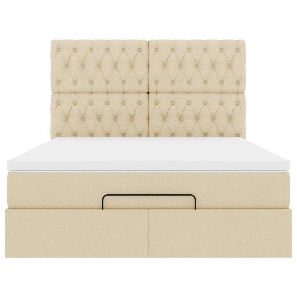 vidaXL Οθωμανικό κρεβάτι με στρώμα Cream 140x190cm ύφασμα